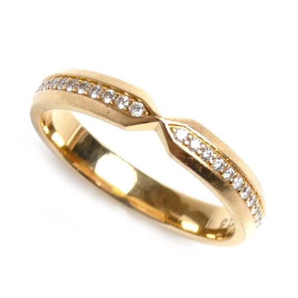 TIFFANY&Co. Tiffany K18PG Pink Gold Nesting Narrow Band Ring Diamond Size 8 2...
